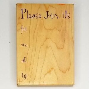 Hero Arts Vintage "Please Join Us" Party Invitation Wooden Rubber Stamp